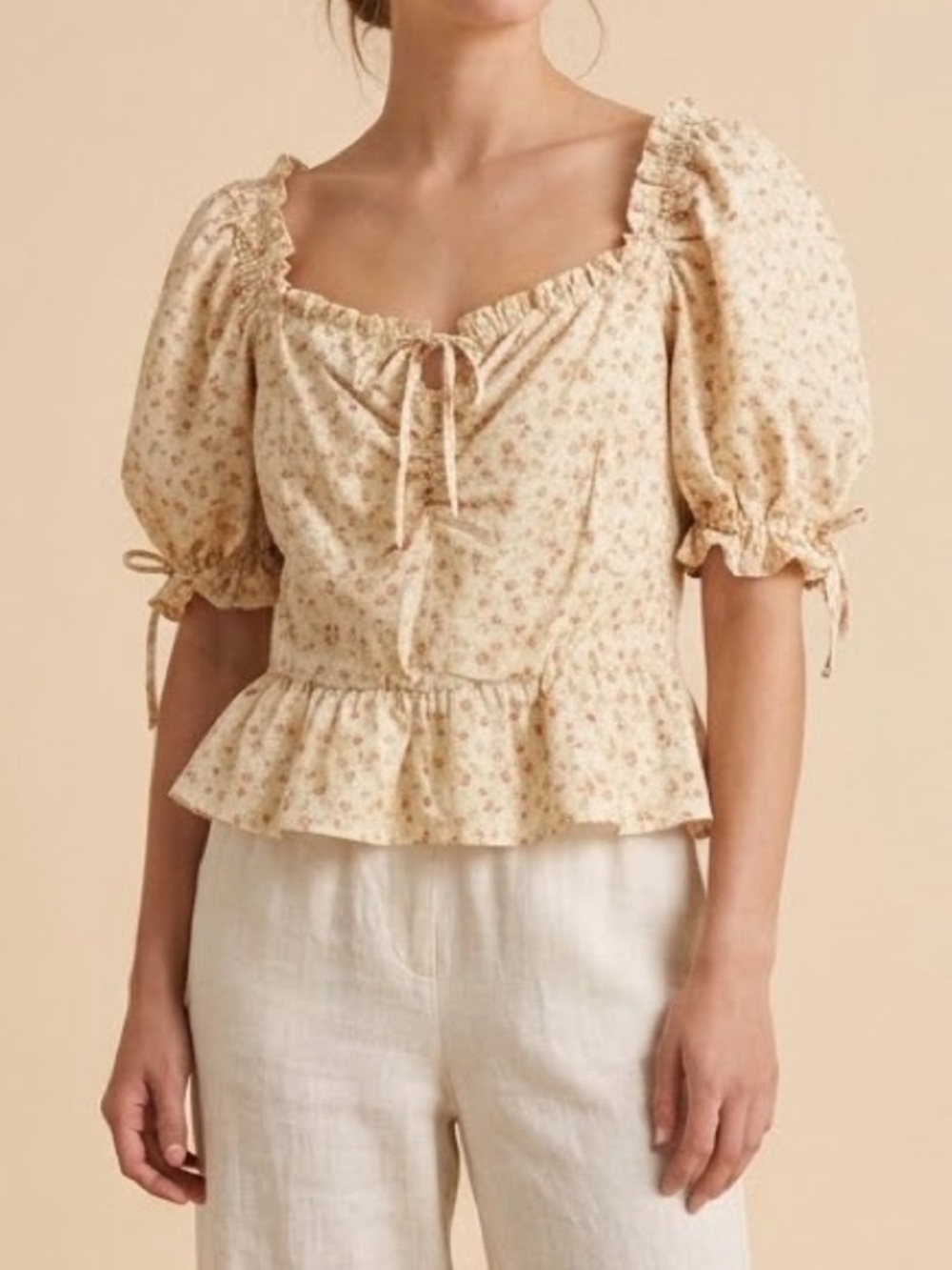 Show Me Your Mumu Floral Puff Sleeve Top Size XL